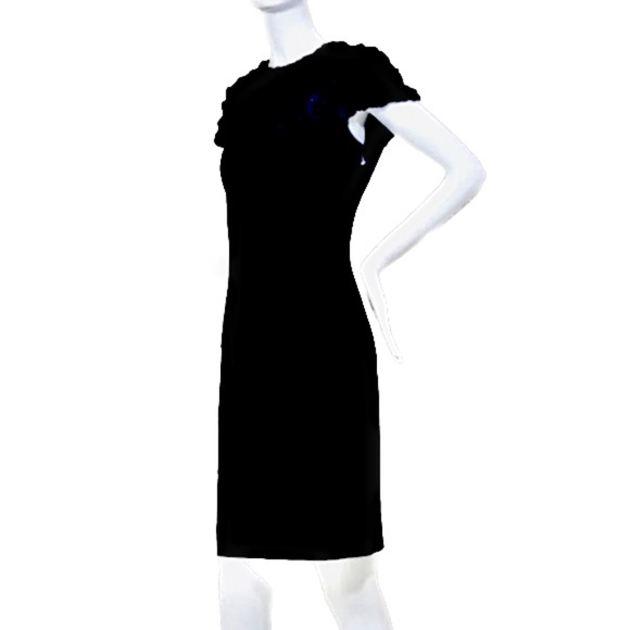 Akris Punto Black Beaded Appliqué Cocktail Dress  Size  6– Switzerland 🇨🇭 - Picture 4 of 16